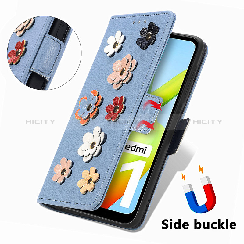 Handytasche Stand Schutzhülle Flip Leder Hülle Blumen S02D für Xiaomi Poco C50