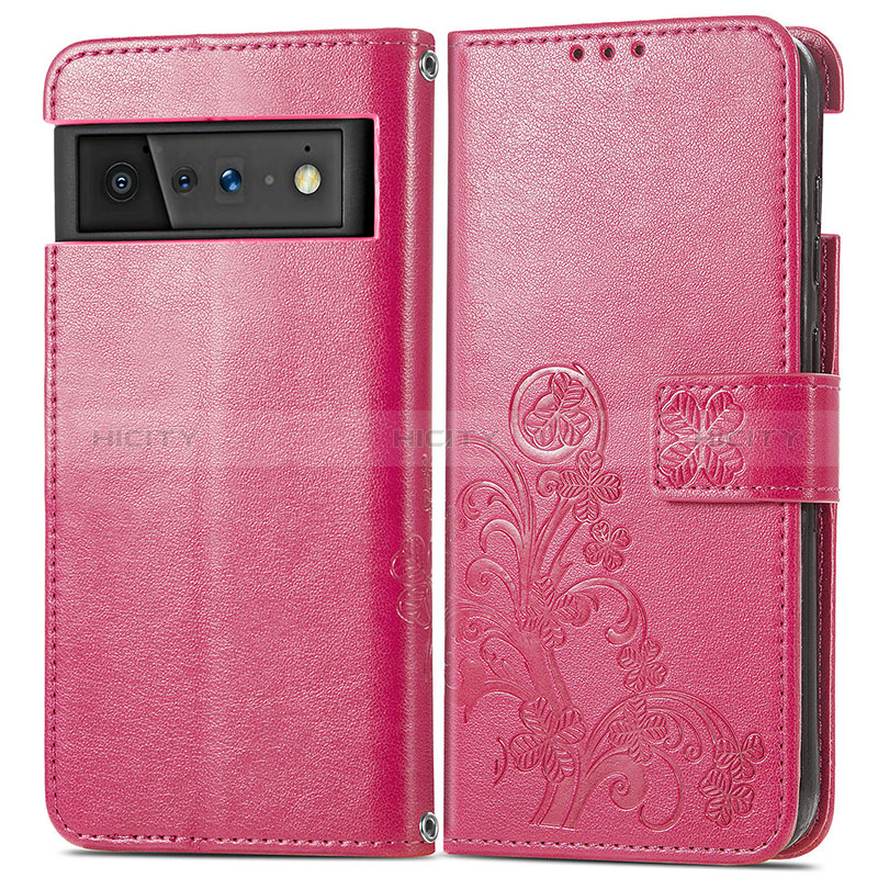 Handytasche Stand Schutzhülle Flip Leder Hülle Blumen S03D für Google Pixel 6 5G Pink Plus