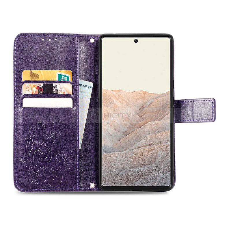 Handytasche Stand Schutzhülle Flip Leder Hülle Blumen S03D für Google Pixel 6 Pro 5G groß