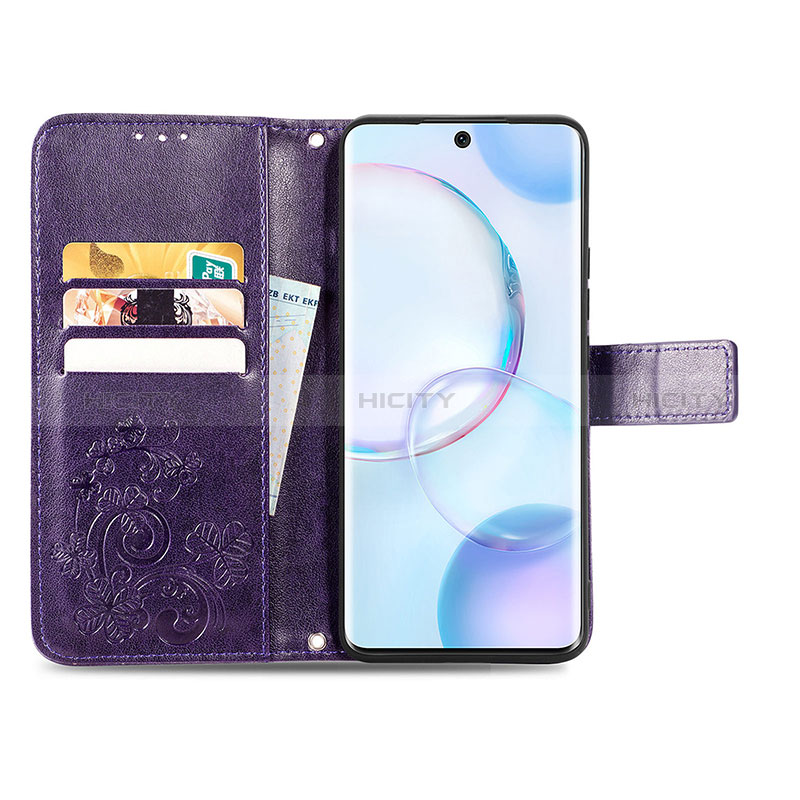 Handytasche Stand Schutzhülle Flip Leder Hülle Blumen S03D für Huawei Honor 50 5G