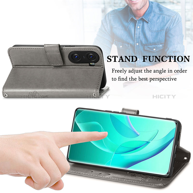 Handytasche Stand Schutzhülle Flip Leder Hülle Blumen S03D für Huawei Honor 60 5G groß