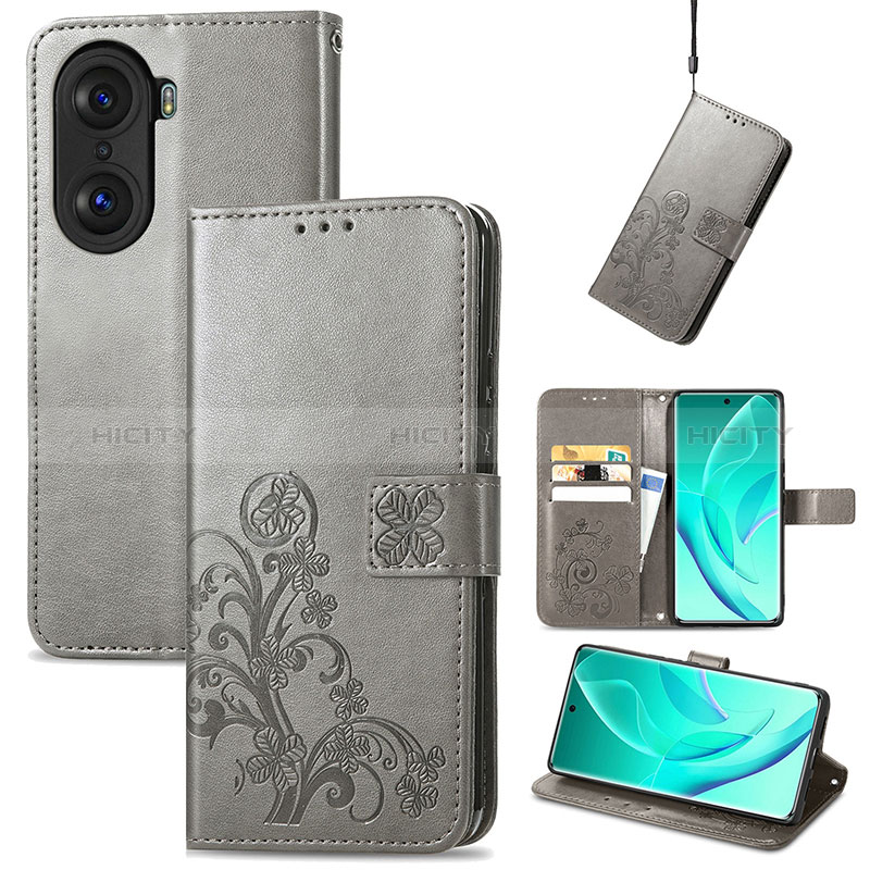 Handytasche Stand Schutzhülle Flip Leder Hülle Blumen S03D für Huawei Honor 60 5G