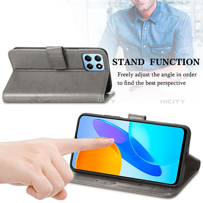 Handytasche Stand Schutzhülle Flip Leder Hülle Blumen S03D für Huawei Honor 70 Lite 5G