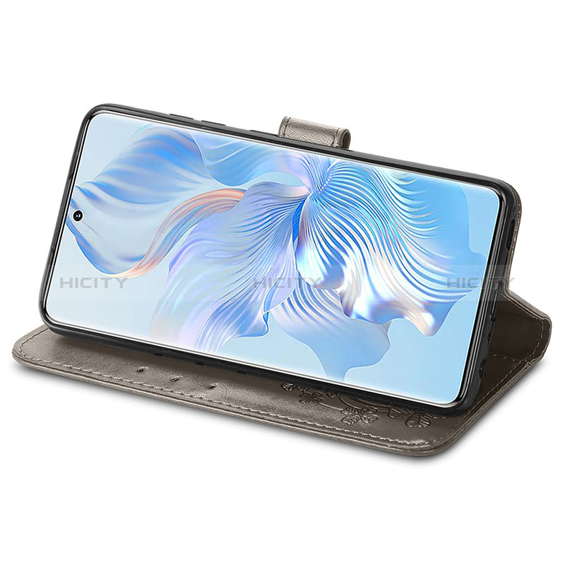 Handytasche Stand Schutzhülle Flip Leder Hülle Blumen S03D für Huawei Honor 80 5G