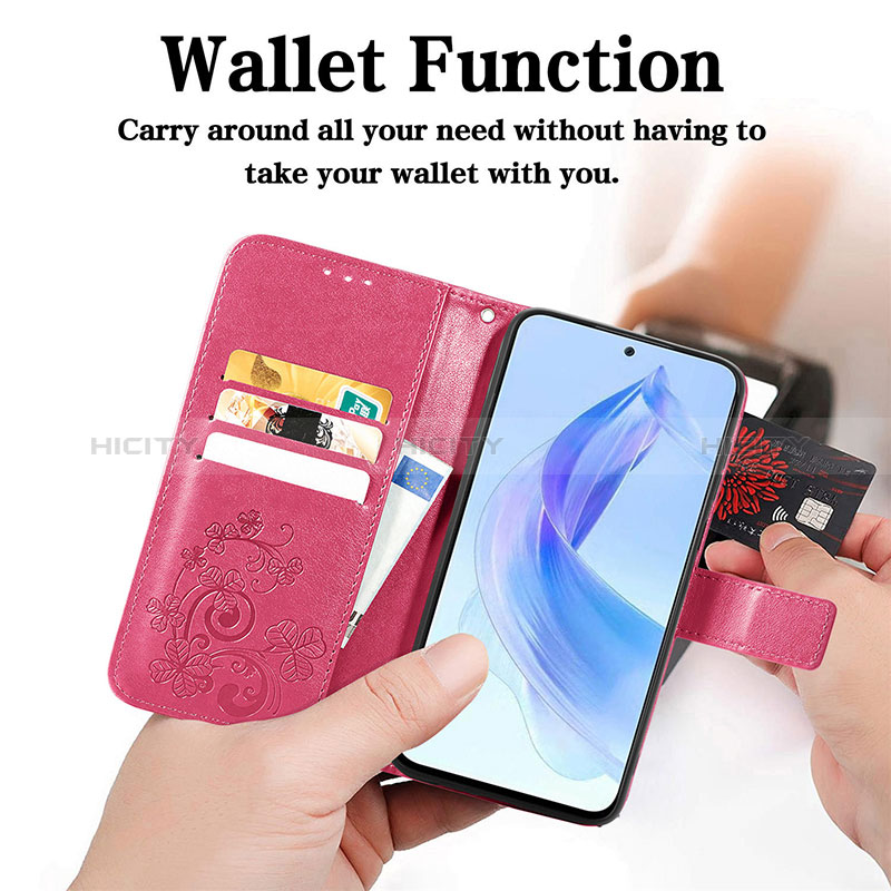 Handytasche Stand Schutzhülle Flip Leder Hülle Blumen S03D für Huawei Honor 90 Lite 5G groß