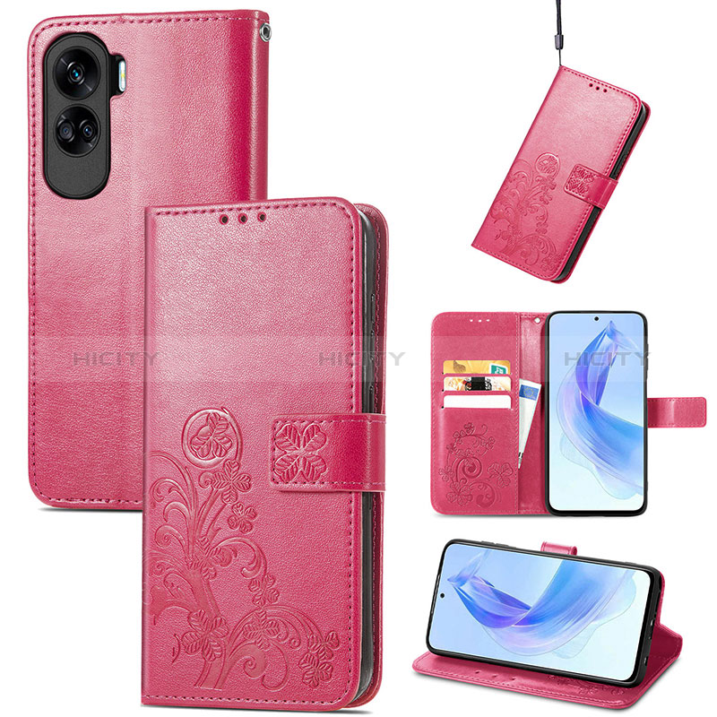 Handytasche Stand Schutzhülle Flip Leder Hülle Blumen S03D für Huawei Honor 90 Lite 5G groß