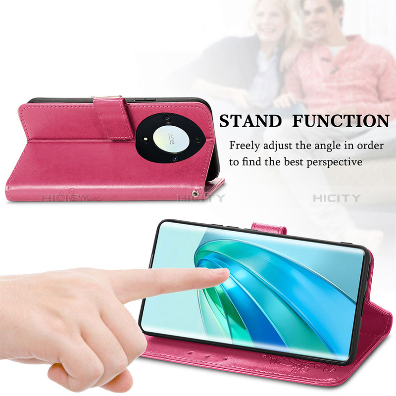 Handytasche Stand Schutzhülle Flip Leder Hülle Blumen S03D für Huawei Honor Magic5 Lite 5G