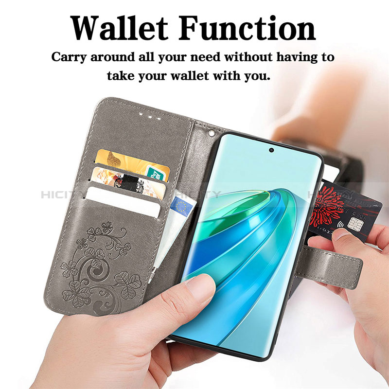 Handytasche Stand Schutzhülle Flip Leder Hülle Blumen S03D für Huawei Honor Magic5 Lite 5G