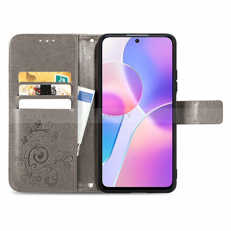 Handytasche Stand Schutzhülle Flip Leder Hülle Blumen S03D für Huawei Honor X30i