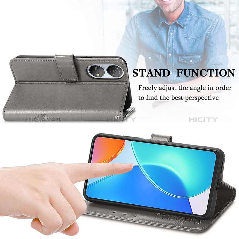 Handytasche Stand Schutzhülle Flip Leder Hülle Blumen S03D für Huawei Honor X7