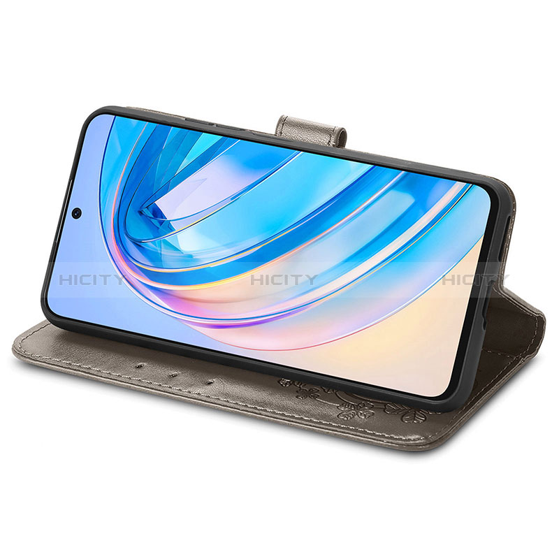 Handytasche Stand Schutzhülle Flip Leder Hülle Blumen S03D für Huawei Honor X8a 4G