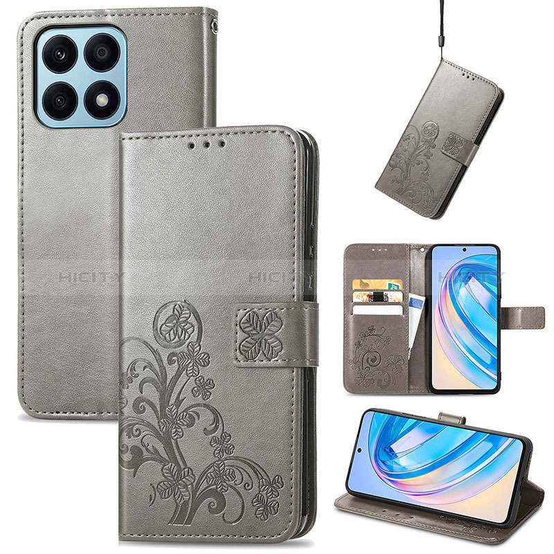 Handytasche Stand Schutzhülle Flip Leder Hülle Blumen S03D für Huawei Honor X8a 4G