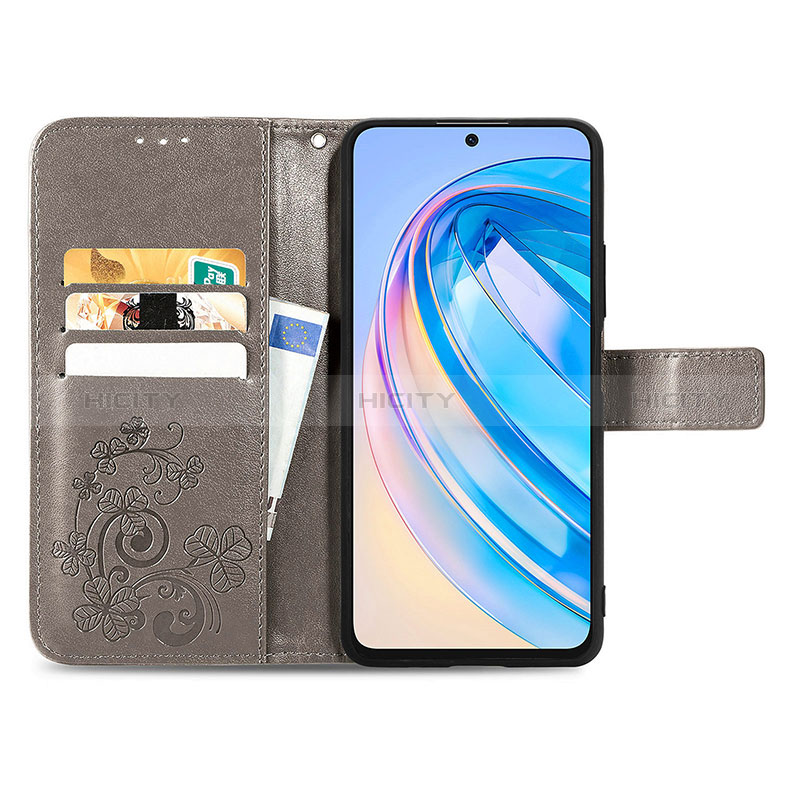 Handytasche Stand Schutzhülle Flip Leder Hülle Blumen S03D für Huawei Honor X8a 4G