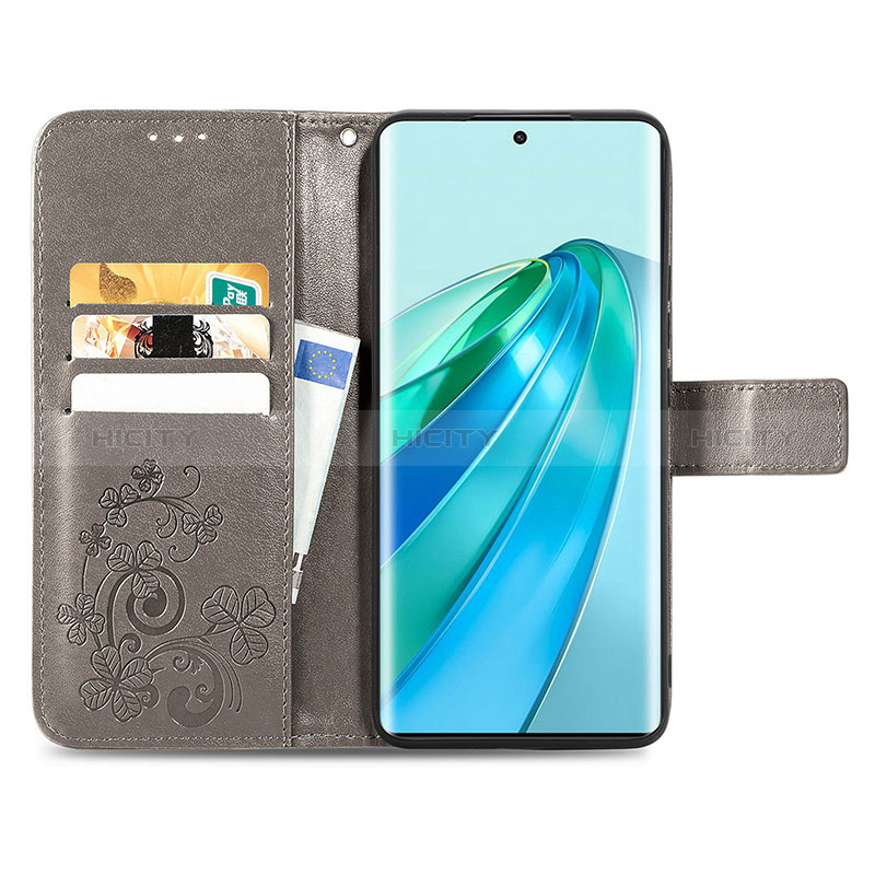 Handytasche Stand Schutzhülle Flip Leder Hülle Blumen S03D für Huawei Honor X9a 5G groß