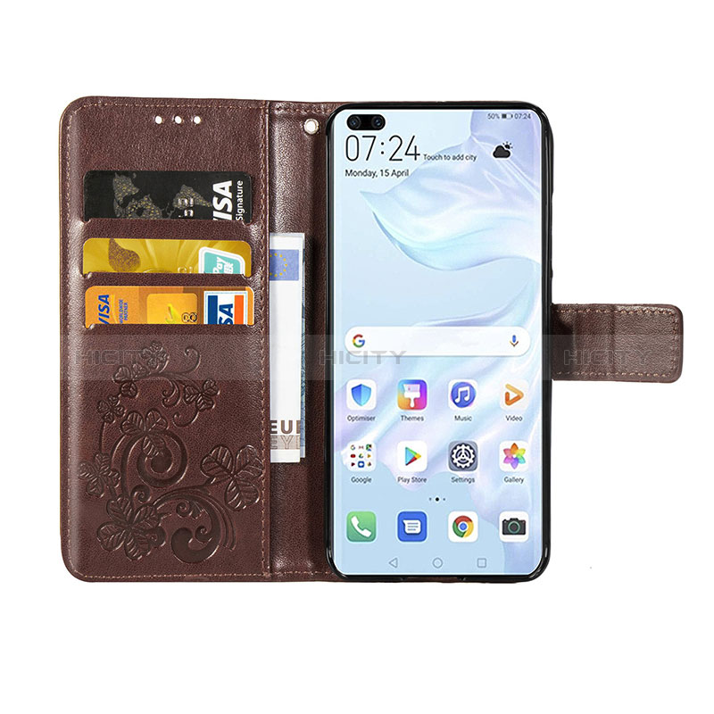 Handytasche Stand Schutzhülle Flip Leder Hülle Blumen S03D für Huawei P40 groß