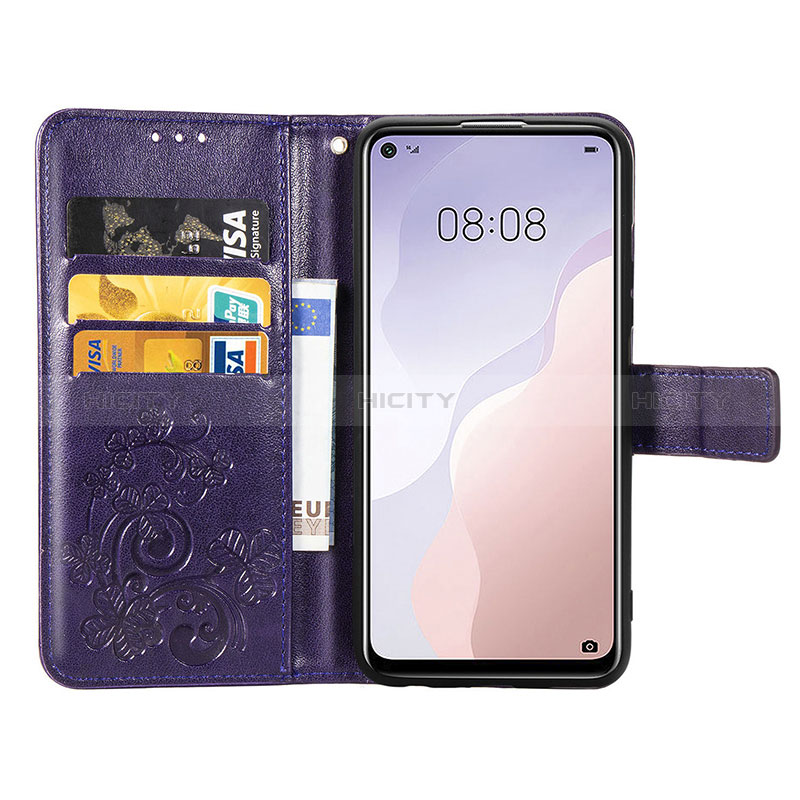 Handytasche Stand Schutzhülle Flip Leder Hülle Blumen S03D für Huawei P40 Lite 5G