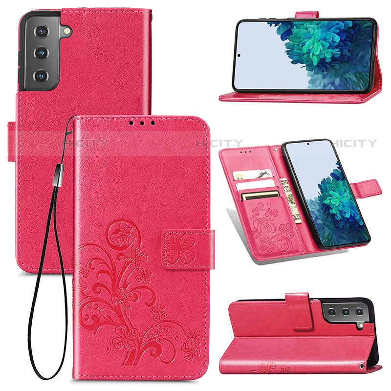 Handytasche Stand Schutzhülle Flip Leder Hülle Blumen S03D für Samsung Galaxy S21 Plus 5G