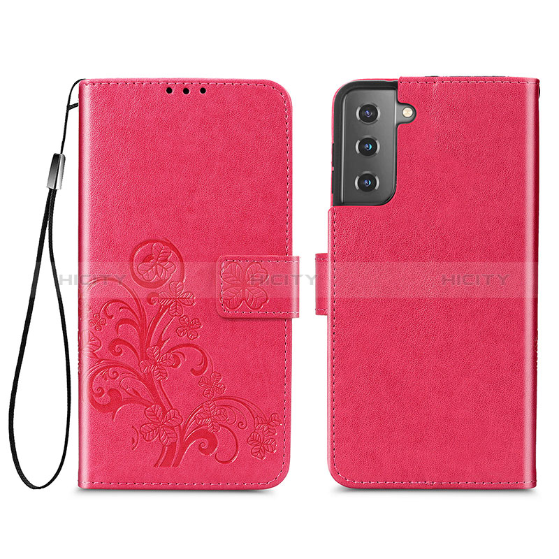 Handytasche Stand Schutzhülle Flip Leder Hülle Blumen S03D für Samsung Galaxy S24 Plus 5G Rot