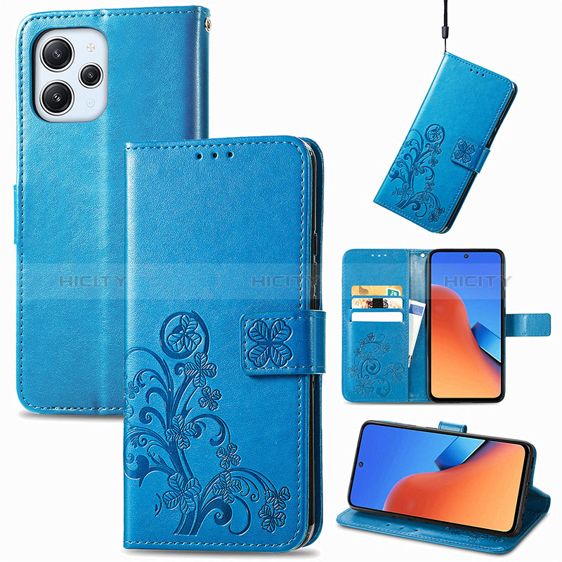 Handytasche Stand Schutzhülle Flip Leder Hülle Blumen S03D für Xiaomi Redmi 12 4G groß