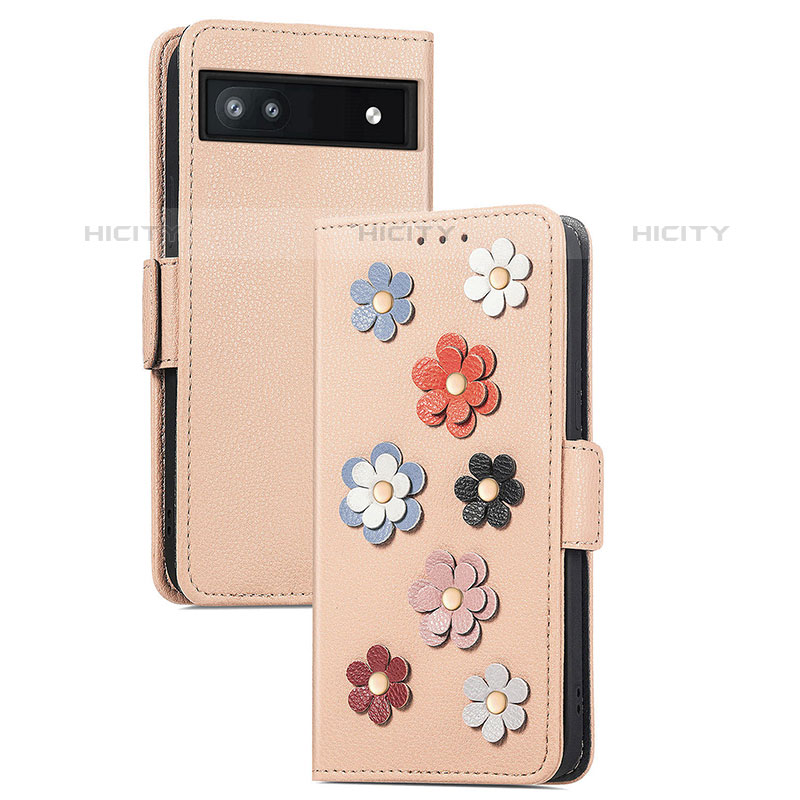 Handytasche Stand Schutzhülle Flip Leder Hülle Blumen S04D für Google Pixel 6a 5G groß