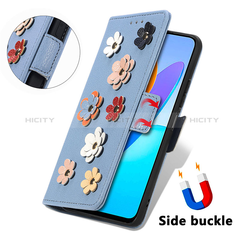 Handytasche Stand Schutzhülle Flip Leder Hülle Blumen S04D für Huawei Honor 70 Lite 5G