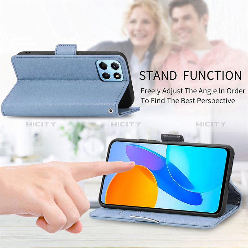 Handytasche Stand Schutzhülle Flip Leder Hülle Blumen S04D für Huawei Honor X6 5G