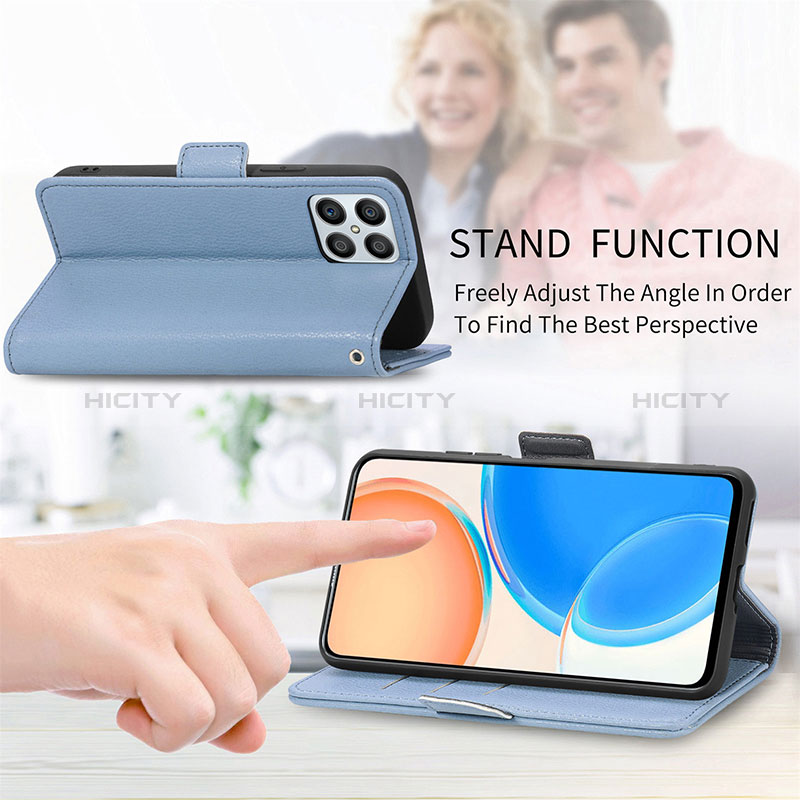 Handytasche Stand Schutzhülle Flip Leder Hülle Blumen S04D für Huawei Honor X8 4G groß