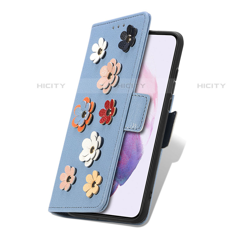 Handytasche Stand Schutzhülle Flip Leder Hülle Blumen S04D für Samsung Galaxy S22 Plus 5G