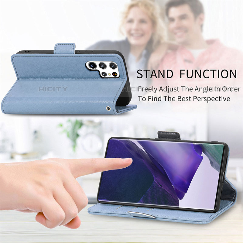 Handytasche Stand Schutzhülle Flip Leder Hülle Blumen S04D für Samsung Galaxy S22 Ultra 5G