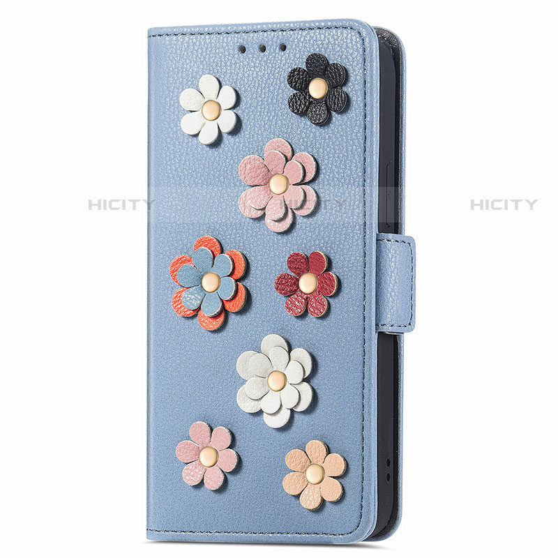 Handytasche Stand Schutzhülle Flip Leder Hülle Blumen S04D für Samsung Galaxy S22 Ultra 5G