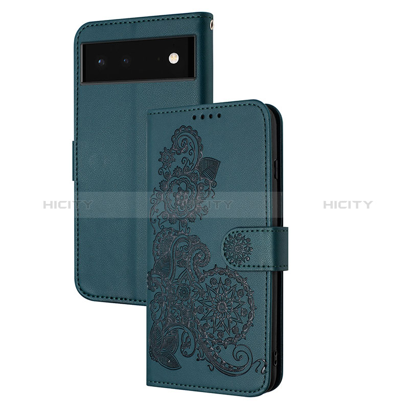 Handytasche Stand Schutzhülle Flip Leder Hülle Blumen Y01X für Google Pixel 6 Pro 5G groß