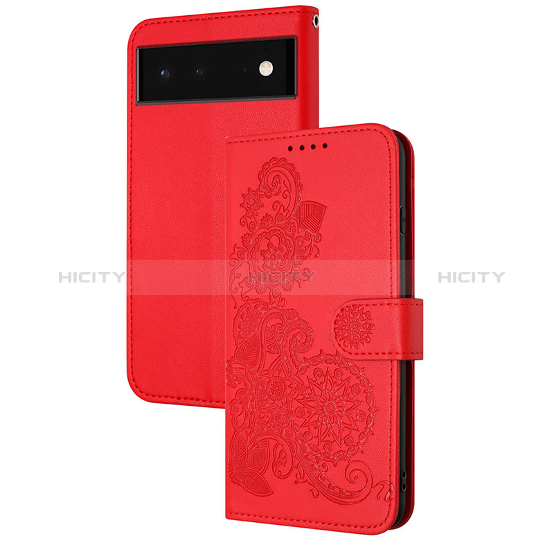 Handytasche Stand Schutzhülle Flip Leder Hülle Blumen Y01X für Google Pixel 6 Pro 5G Rot Plus