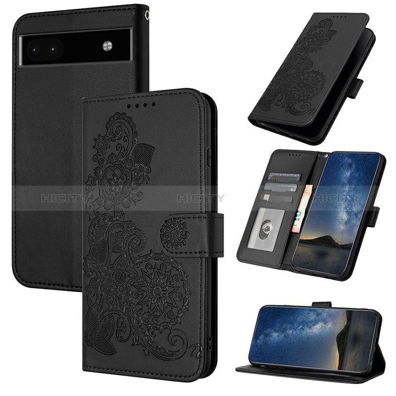 Handytasche Stand Schutzhülle Flip Leder Hülle Blumen Y01X für Google Pixel 6a 5G groß