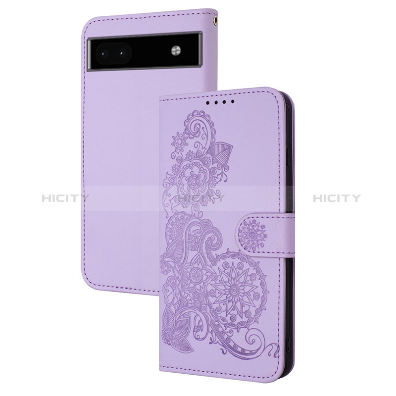 Handytasche Stand Schutzhülle Flip Leder Hülle Blumen Y01X für Google Pixel 6a 5G Violett