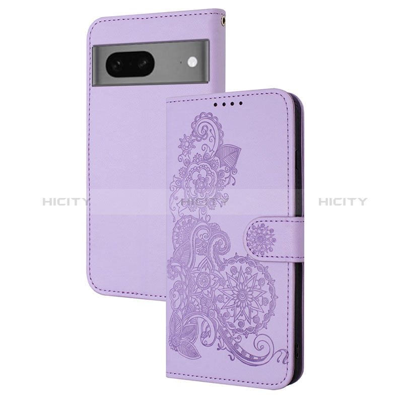 Handytasche Stand Schutzhülle Flip Leder Hülle Blumen Y01X für Google Pixel 7 5G Violett Plus