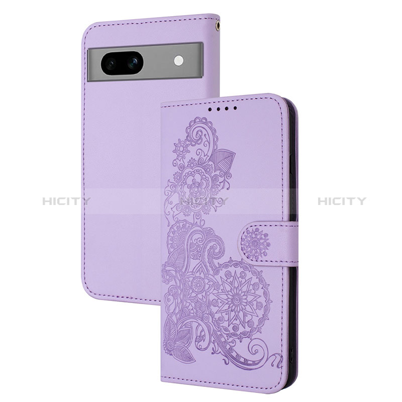 Handytasche Stand Schutzhülle Flip Leder Hülle Blumen Y01X für Google Pixel 7a 5G Violett Plus