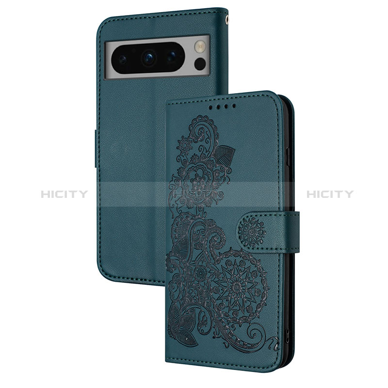 Handytasche Stand Schutzhülle Flip Leder Hülle Blumen Y01X für Google Pixel 8 5G groß