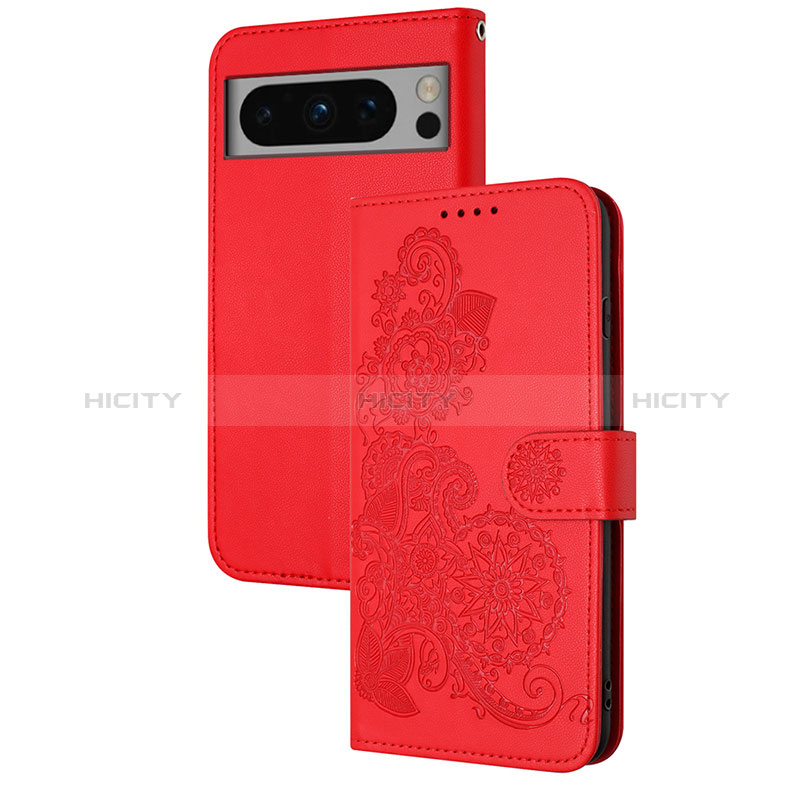 Handytasche Stand Schutzhülle Flip Leder Hülle Blumen Y01X für Google Pixel 8 Pro 5G Rot