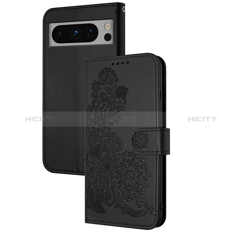 Handytasche Stand Schutzhülle Flip Leder Hülle Blumen Y01X für Google Pixel 8 Pro 5G Schwarz