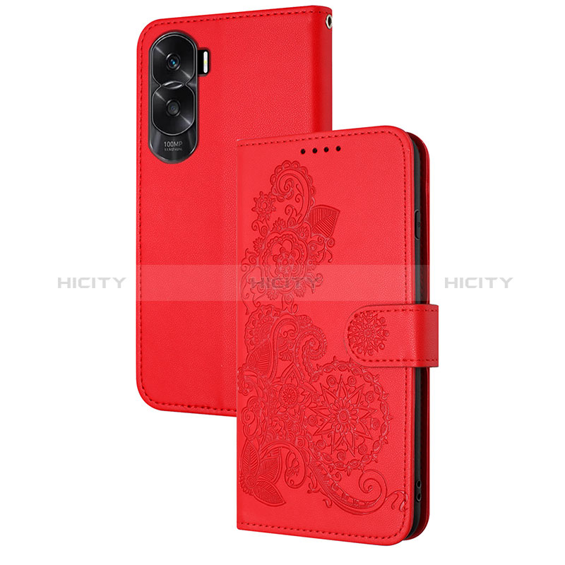 Handytasche Stand Schutzhülle Flip Leder Hülle Blumen Y01X für Huawei Honor 90 Lite 5G groß