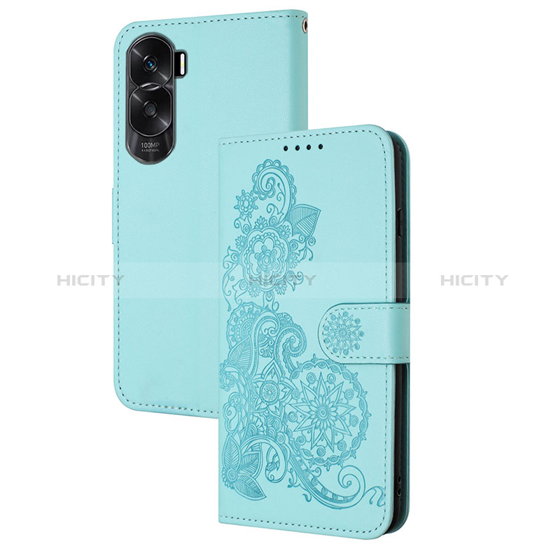 Handytasche Stand Schutzhülle Flip Leder Hülle Blumen Y01X für Huawei Honor 90 Lite 5G groß