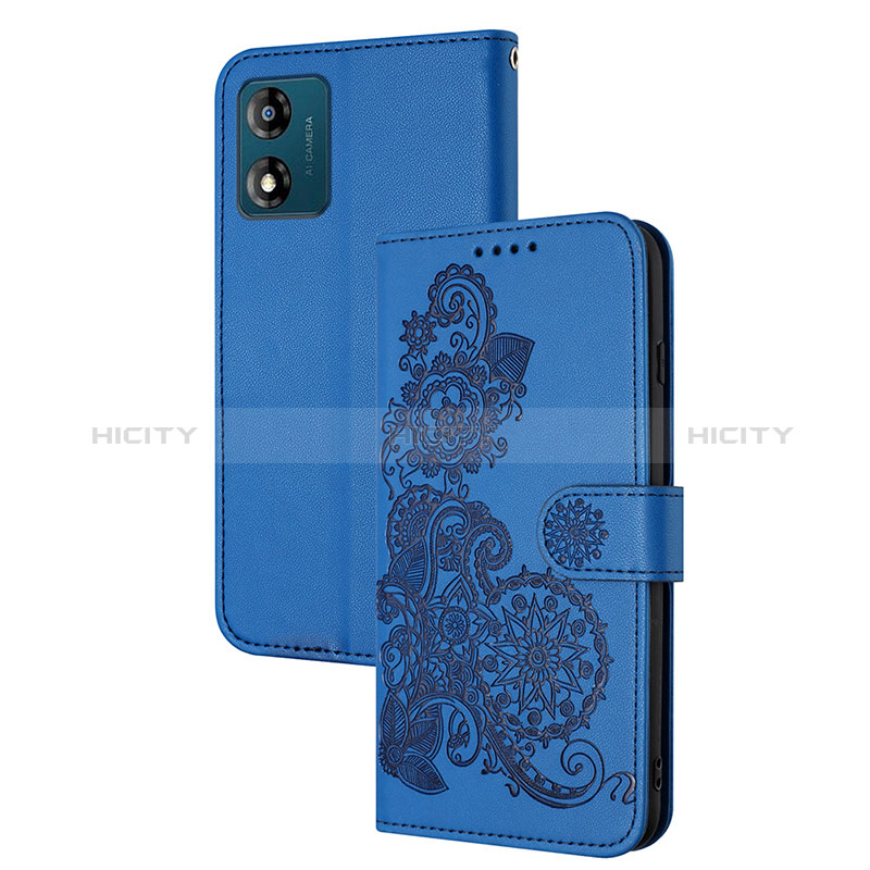 Handytasche Stand Schutzhülle Flip Leder Hülle Blumen Y01X für Motorola Moto E13