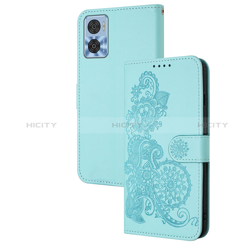 Handytasche Stand Schutzhülle Flip Leder Hülle Blumen Y01X für Motorola Moto E22