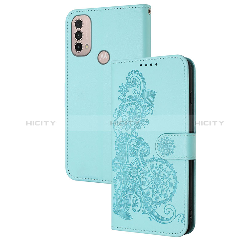 Handytasche Stand Schutzhülle Flip Leder Hülle Blumen Y01X für Motorola Moto E40 groß