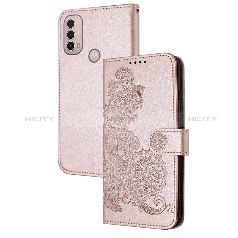 Handytasche Stand Schutzhülle Flip Leder Hülle Blumen Y01X für Motorola Moto E40 Rosegold Plus