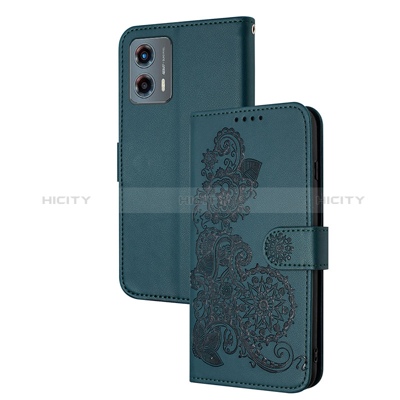 Handytasche Stand Schutzhülle Flip Leder Hülle Blumen Y01X für Motorola Moto G 5G (2023) groß