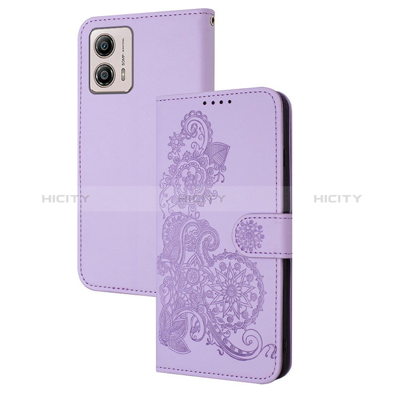 Handytasche Stand Schutzhülle Flip Leder Hülle Blumen Y01X für Motorola Moto G53 5G groß