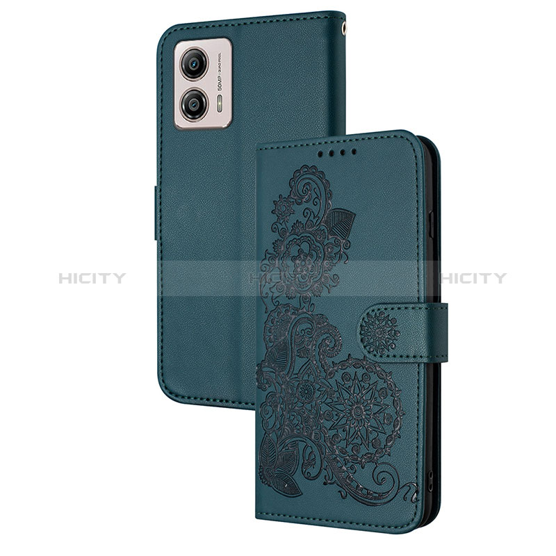 Handytasche Stand Schutzhülle Flip Leder Hülle Blumen Y01X für Motorola Moto G53 5G groß