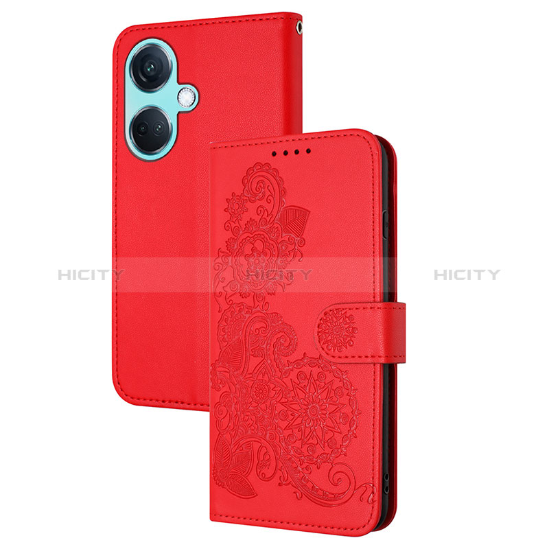 Handytasche Stand Schutzhülle Flip Leder Hülle Blumen Y01X für Oppo K11 5G Rot