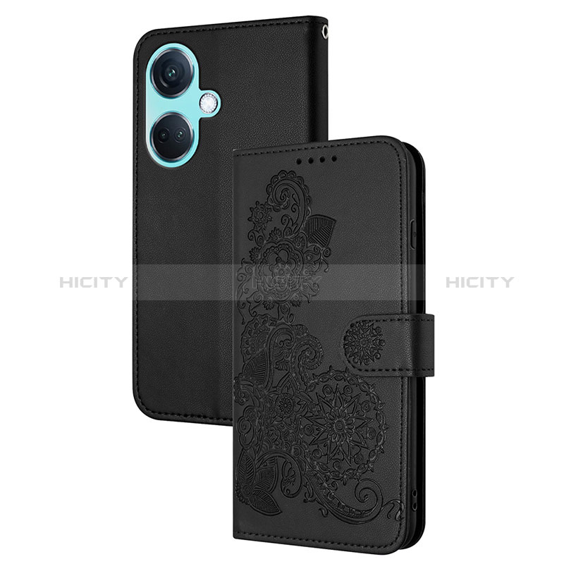 Handytasche Stand Schutzhülle Flip Leder Hülle Blumen Y01X für Oppo K11 5G Schwarz